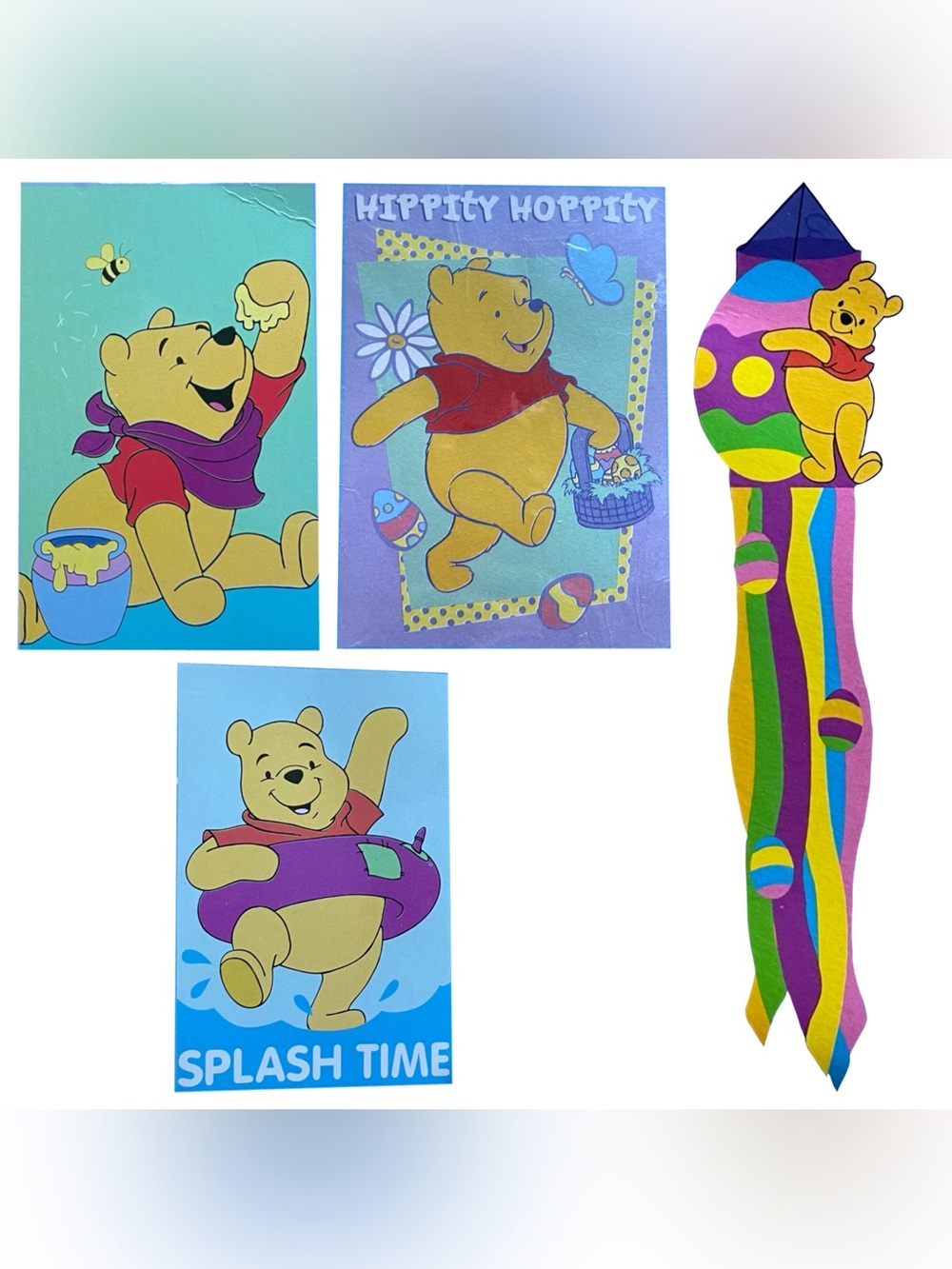 Lot Of 4 VTG New Winnie Pooh Decorative Flags Outdoors Tree Boat Easter Splash